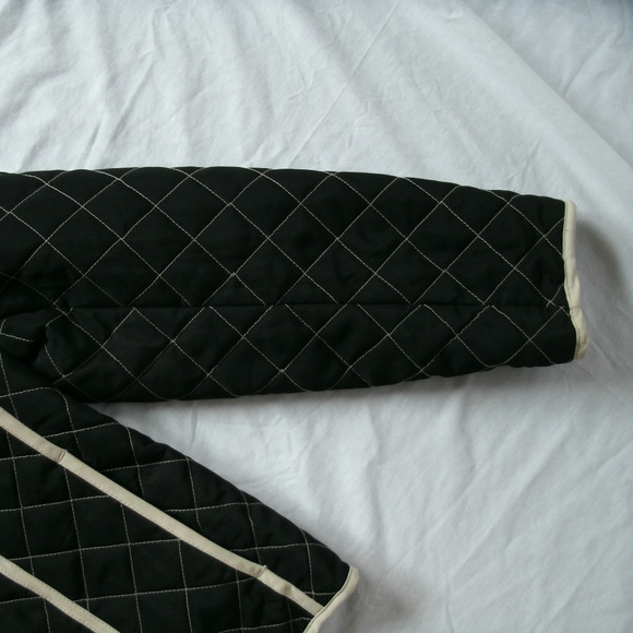 Utex Design Womens Jacket Quilted Black Tan Coat Zipper Polyester Nylon Medium - Picture 9 of 12